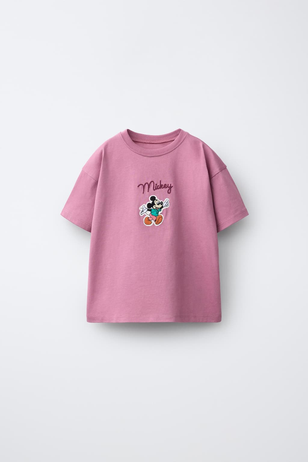 MICKEY MOUSE 디즈니 자수 티셔츠 보라
